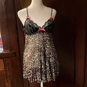 Betsey Johnson Intimates Leopard Print Nightgown Slip Dres Size S
